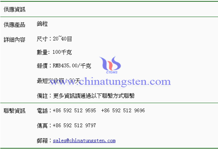 鎢粒價格表圖片