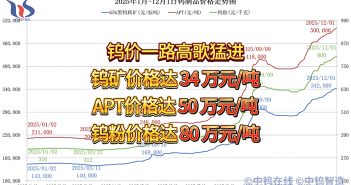 2025年1月-12月1日鎢製品價格走勢