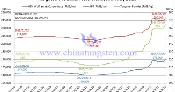 Tungsten Price Trend from January to May 29, 2025