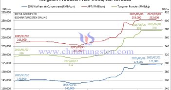 Tungsten Price Trend from January to July 1, 2025