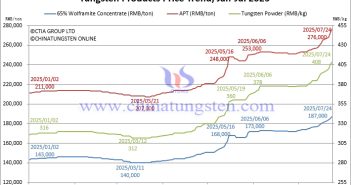 Tungsten Price Trend from January to July 24, 2025
