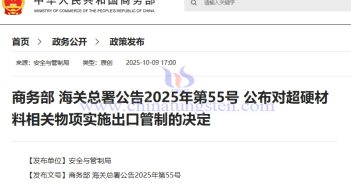 MOFCOM and GACC Announcement No. 55 of 2025: Decision to Implement Export Controls on Superhard Materials