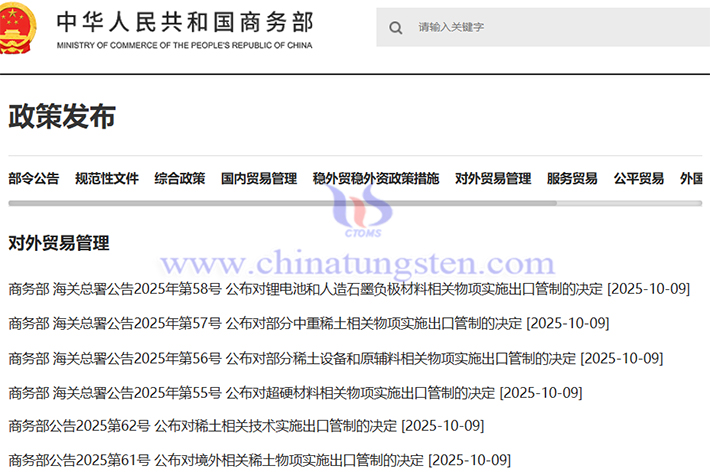 Rare Earth Export Control Announcement