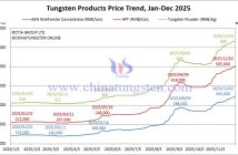 Tungsten Price Trend from January to December 2, 2025