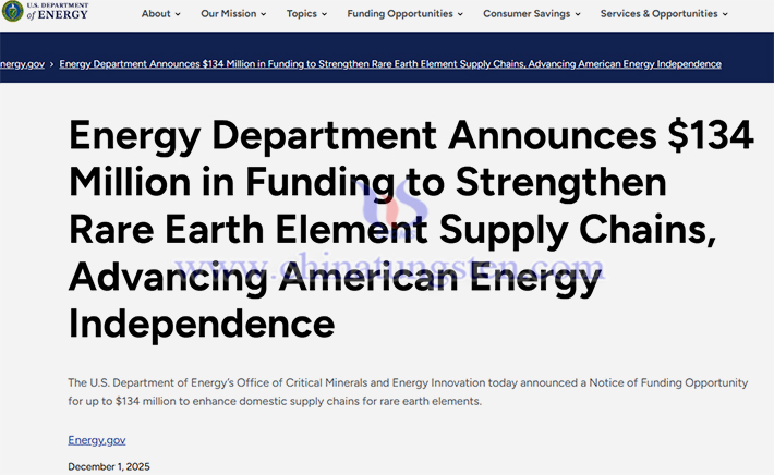 U.S. $134 Million Announcement to Strengthen Rare Earth Supply Chain