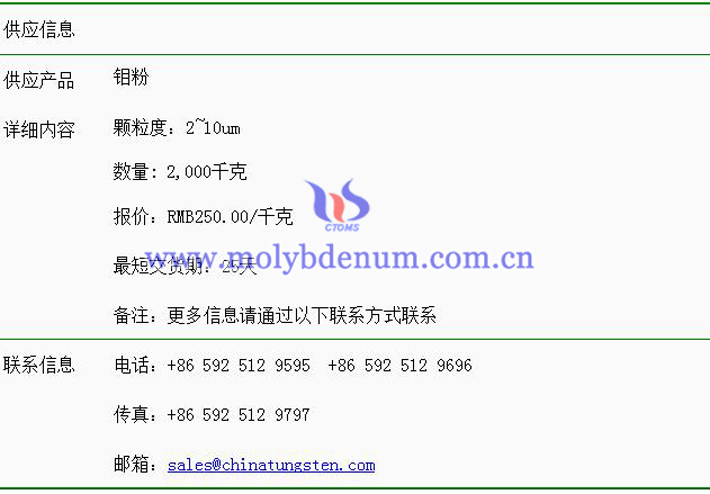 鉬粉價格表圖片