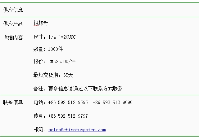 鉬螺母價(jià)格表圖片