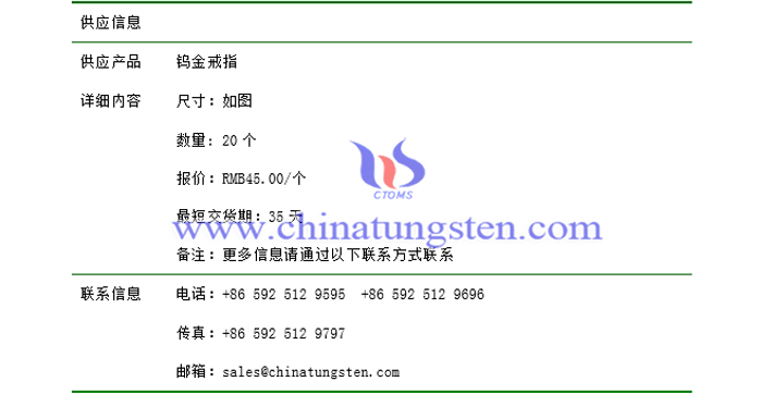 鎢金戒指價(jià)格表圖片